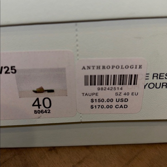 Bibi Lou Wood-Bottom Slides Sandals NEW EU 40 US 9-9.5 Taupe Anthropologie NIB - Picture 7 of 8